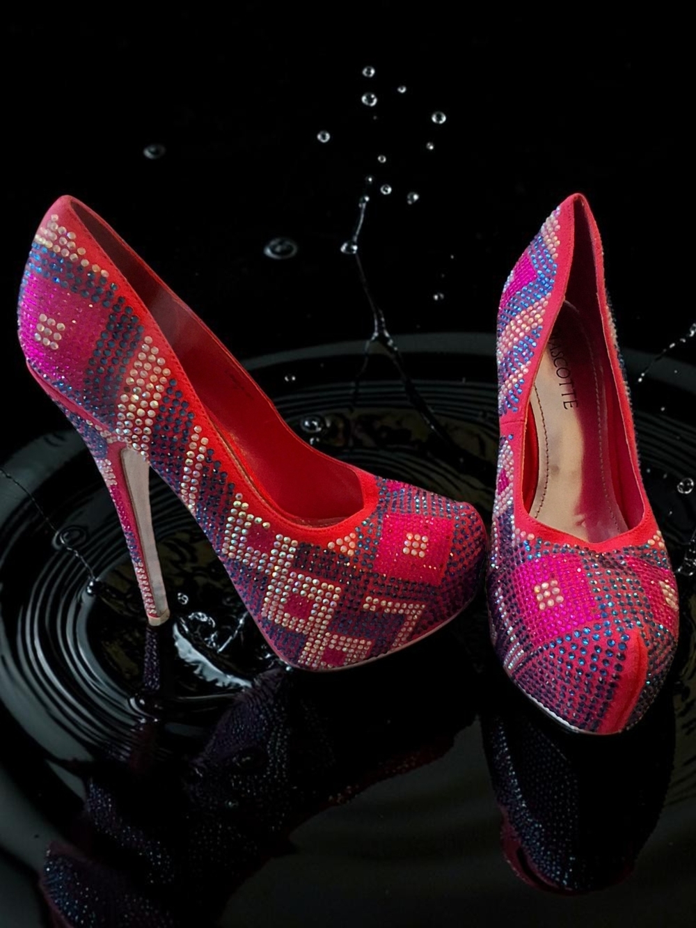 Mascotte Crystal-Embellish Platform Stiletto Pumps Womens Shoe Size 7 Sexy Party